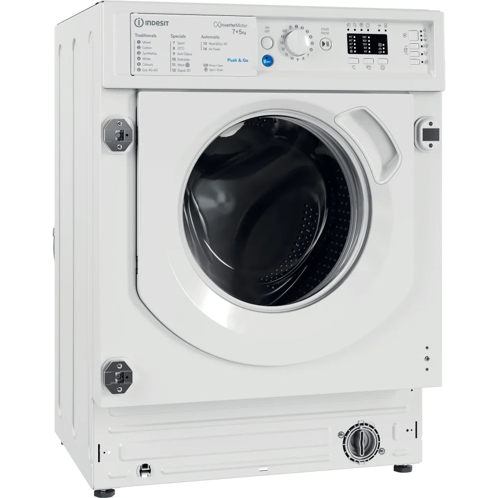 Indesit BIWDIL75148UK 7kg/5kg 1400 Spin Integrated Washer Dryer, White
