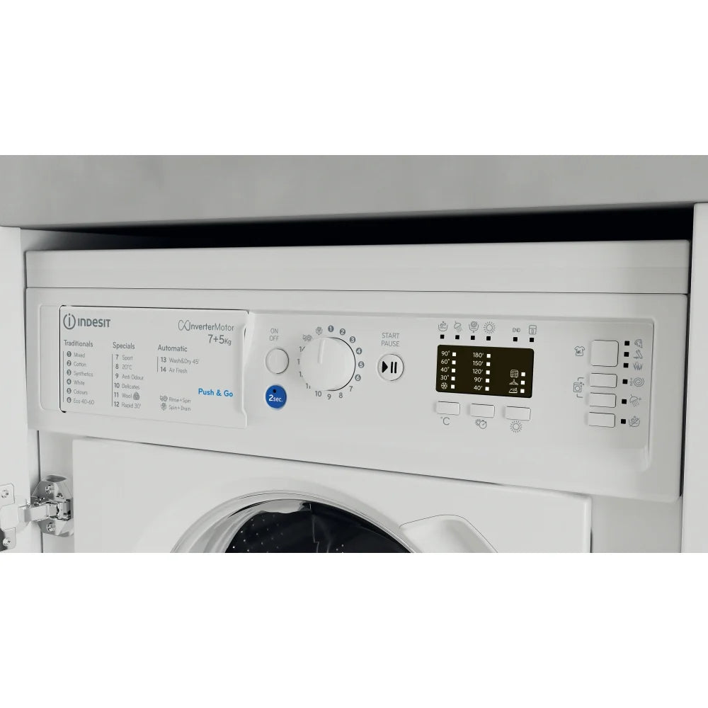 Indesit BIWDIL75148UK 7kg/5kg 1400 Spin Integrated Washer Dryer, White