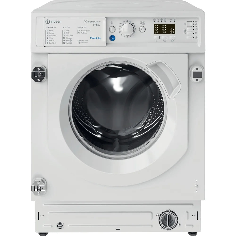 Indesit BIWDIL75148UK 7kg/5kg 1400 Spin Integrated Washer Dryer, White