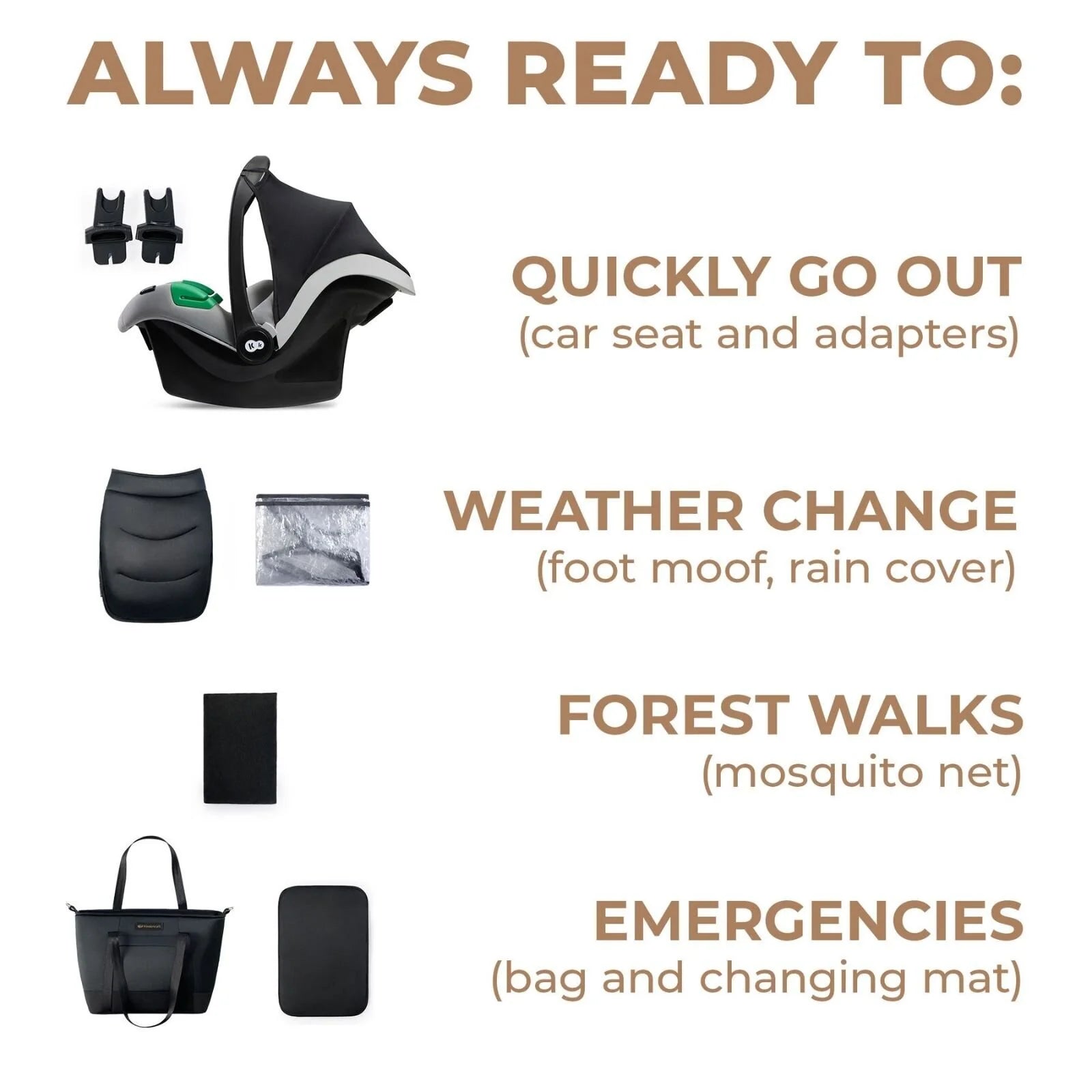 Kinderkraft 3-in-1 Mink Pro Prime 2 Travel System with Car Seat - Venezian Black