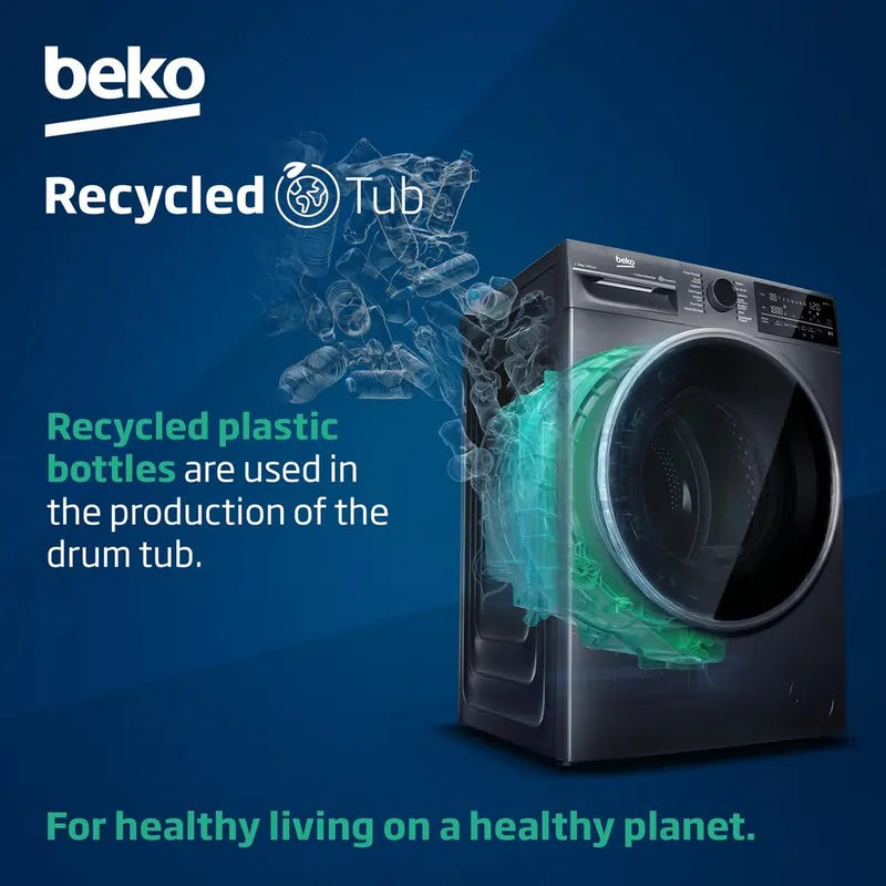 Beko BMN3WT3821W 8kg 1200 Spin RecycledTub Washing Machine, White