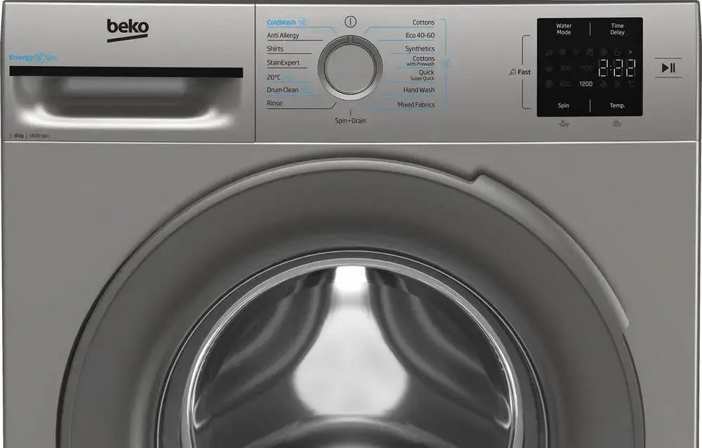 Beko BMN3WT3841S 8kg 1400 Spin EnergySpin Washing Machine, Silver