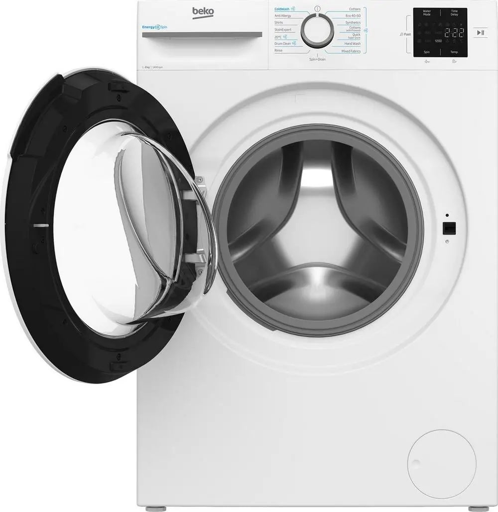 Beko BMN3WT3841W EnergySpin Washing Machine, 8kg, 1400 Spin, White