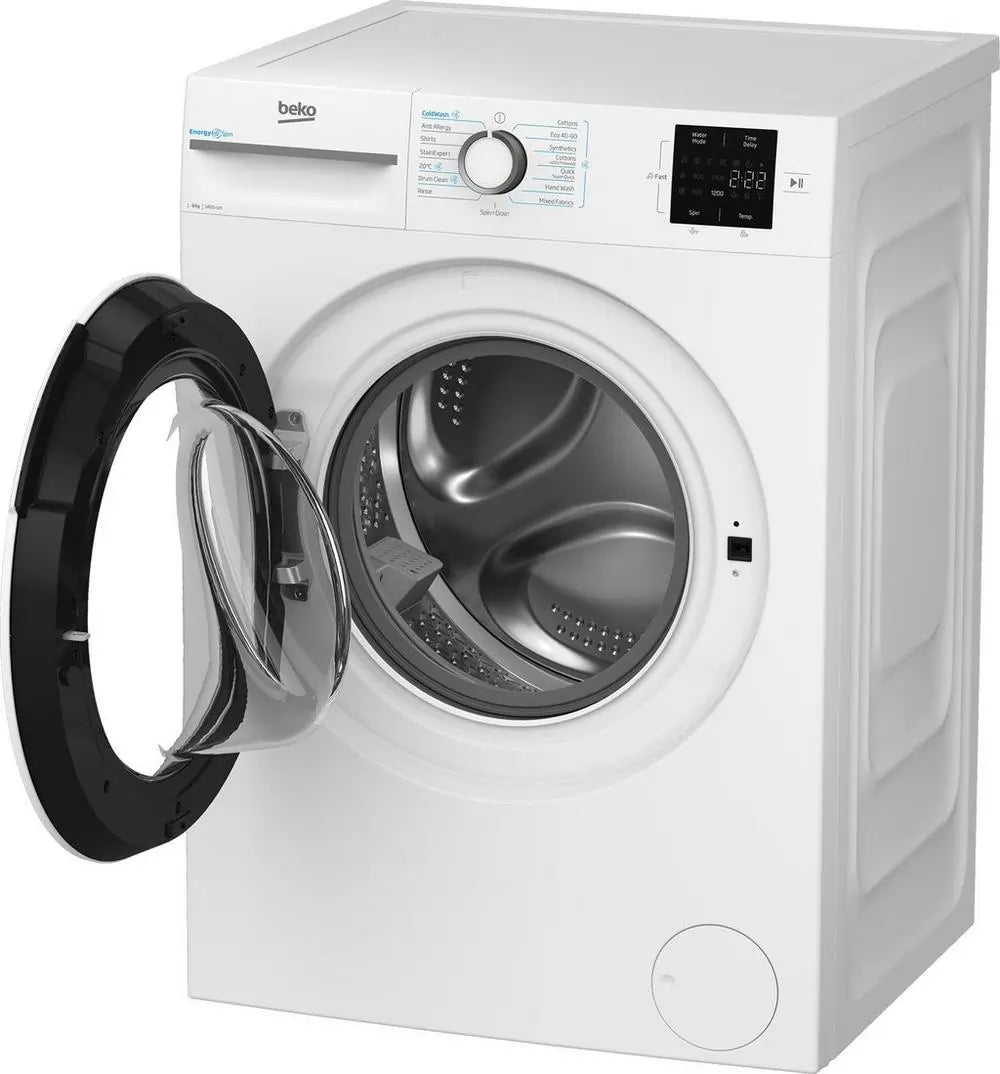 Beko BMN3WT3841W EnergySpin Washing Machine, 8kg, 1400 Spin, White
