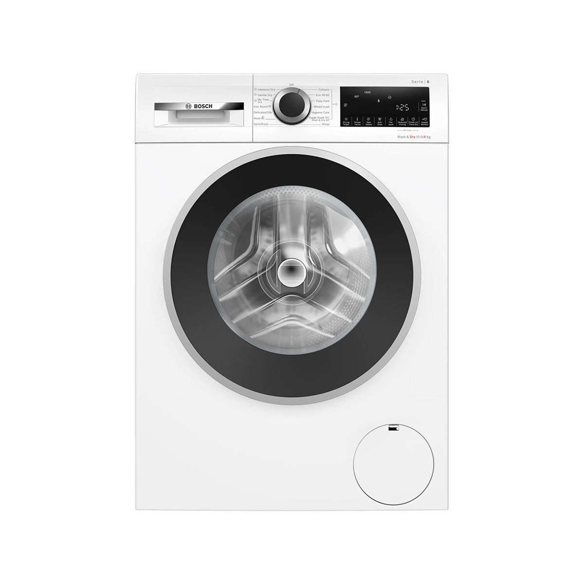 Bosch WNG25401GB Series 6 Freestanding Washer Dryer, 10.5/6Kg, 1400 rpm, 59.8cm Wide - White