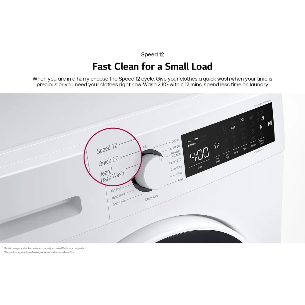 LG F2T208WSE 8kg 1200 Spin Washing Machine, White