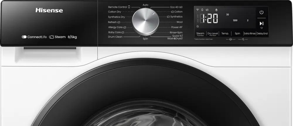Hisense WD3S8043BW3 Wi-Fi Enabled 8kg/5kg 1400 Spin Washer Dryer, White