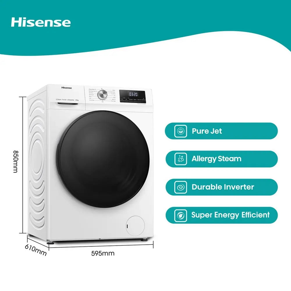 Hisense WFQA1014EVJM 10kg 1400 Spin Washing Machine, White