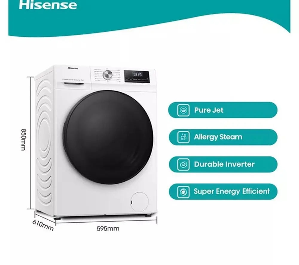 Hisense WFQA9014EVJM 9kg 1400 Spin Washing Machine - White -