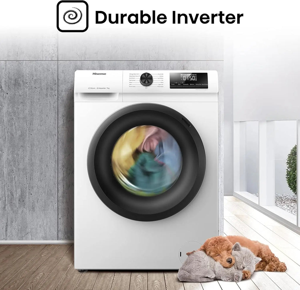 Hisense WFQP9014EVM 9kg 1400 Spin Washing Machine, White
