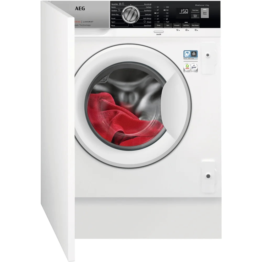 AEG L7FE7261BI 7000 Prosteam® Integrated Washing Machine, 7kg, 1200 Spin, White, D Rated