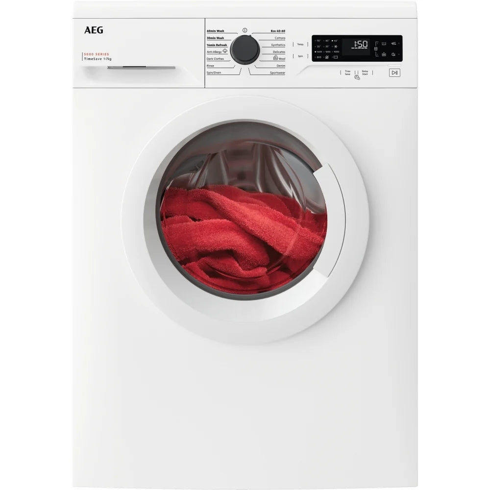 AEG LFX50844B 8kg Washing Machine with 1400 rpm,White,C Rated