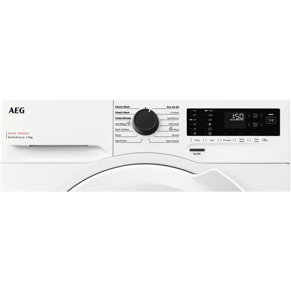 AEG LFX50942B 9kg Washing Machine with 1400 rpm,White,A Rated