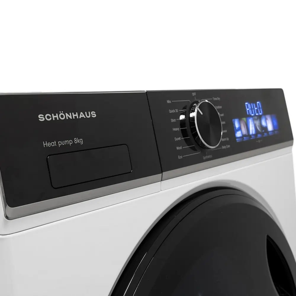 Schonhaus TDSHF018A3W 8kg Heat Pump Tumble Dryer, White