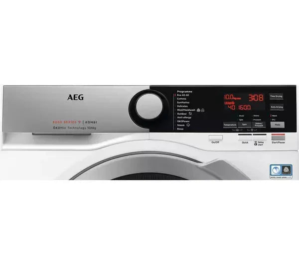 AEG L8WEE165C Okomix Wifi-Enabled 10Kg/6Kg Washer Dryer 1600Spin White & silver