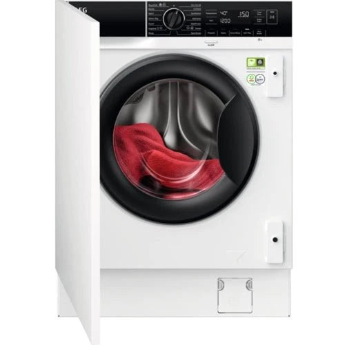 AEG LF8E8436BI Integrated Washing Machine, 8kg, 1400 Spin, White, A Rated