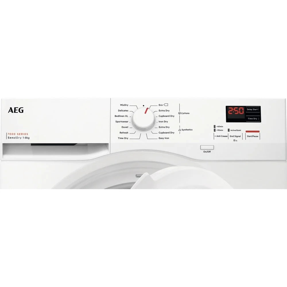 AEG TR708L0B Heat Pump Tumble Dryer, 8kg, White, A++ Rated