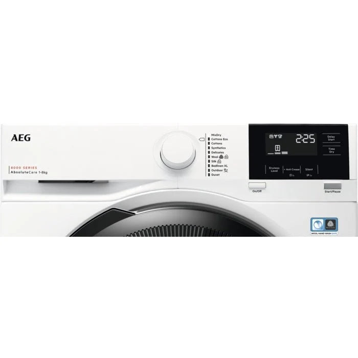 AEG TR818P4B Heat Pump Tumble Dryer, 8kg, White, A++ Rated