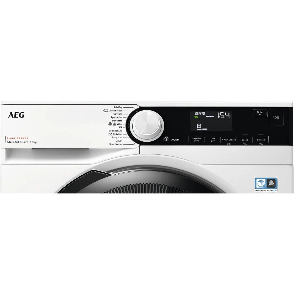 AEG TR838P4B Heat Pump Tumble Dryer, 8kg, White, A++ Rated
