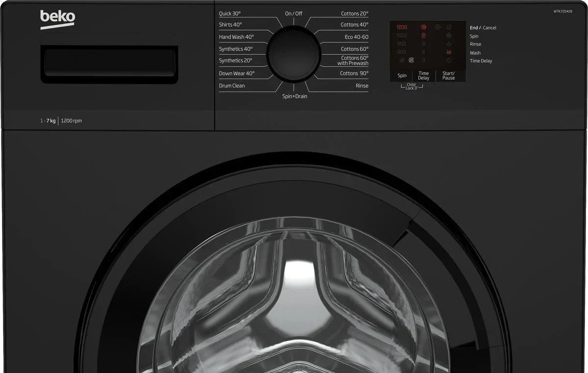 Beko WTK72041B 7kg 1200 Spin Washing Machine with Quick Programme  Black