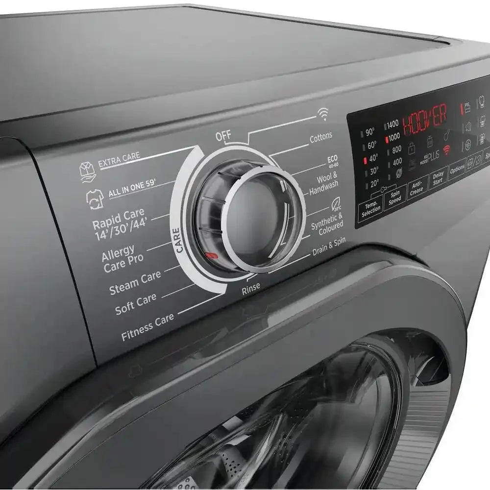 Hoover H3WPS496TMRR6 1400 Spin Wi-Fi 9Kg Washing Machine, Graphite