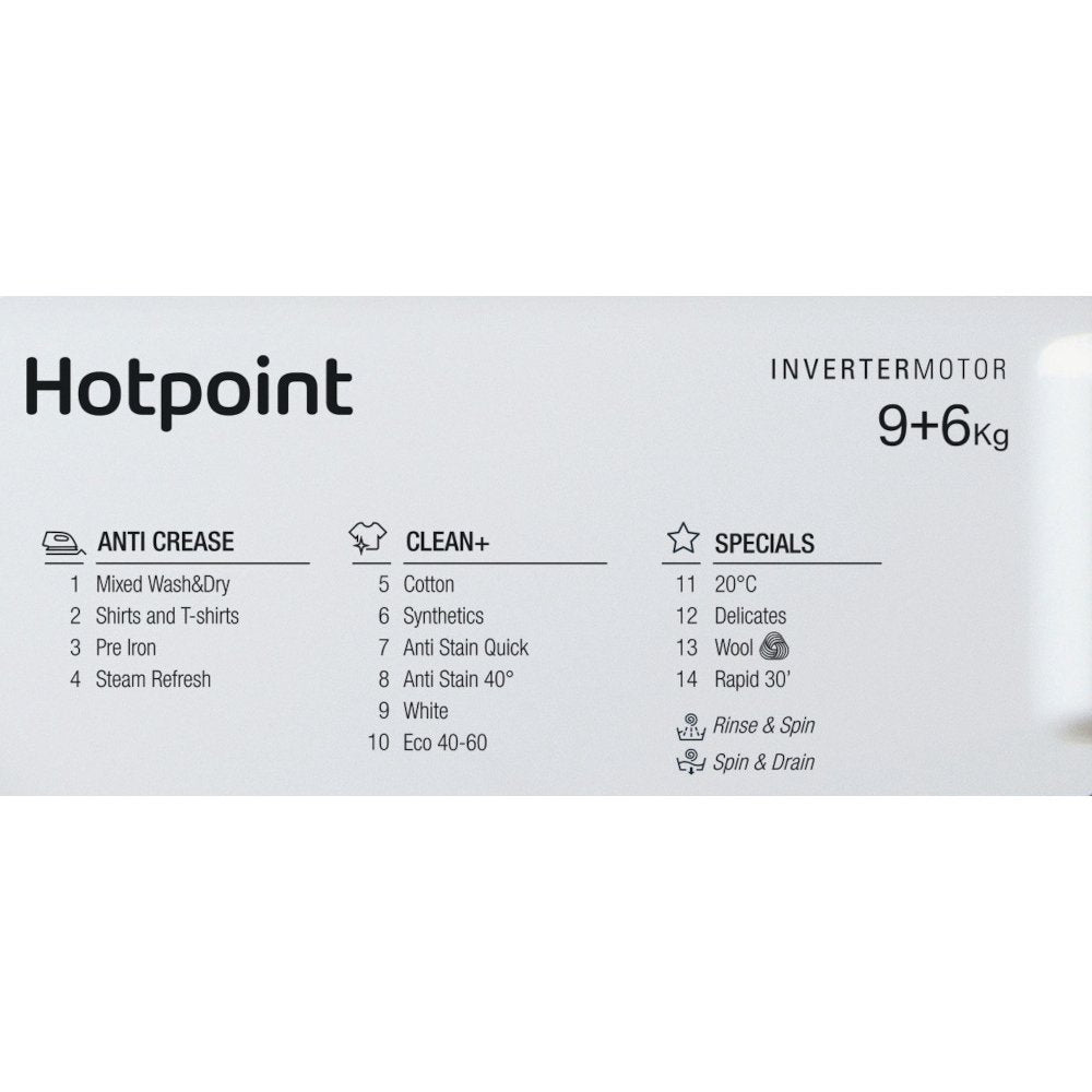 Hotpoint BIWDHG961485UK Integrated 9Kg / 6Kg Washer Dryer with 1400 rpm - White