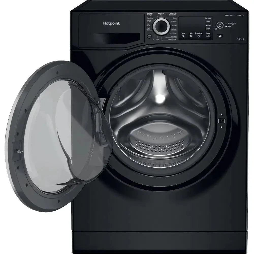 Hotpoint NDB9635BSUK 9+6KG Freestanding Washer Dryer With 1400 RPM Spin Speed, Black