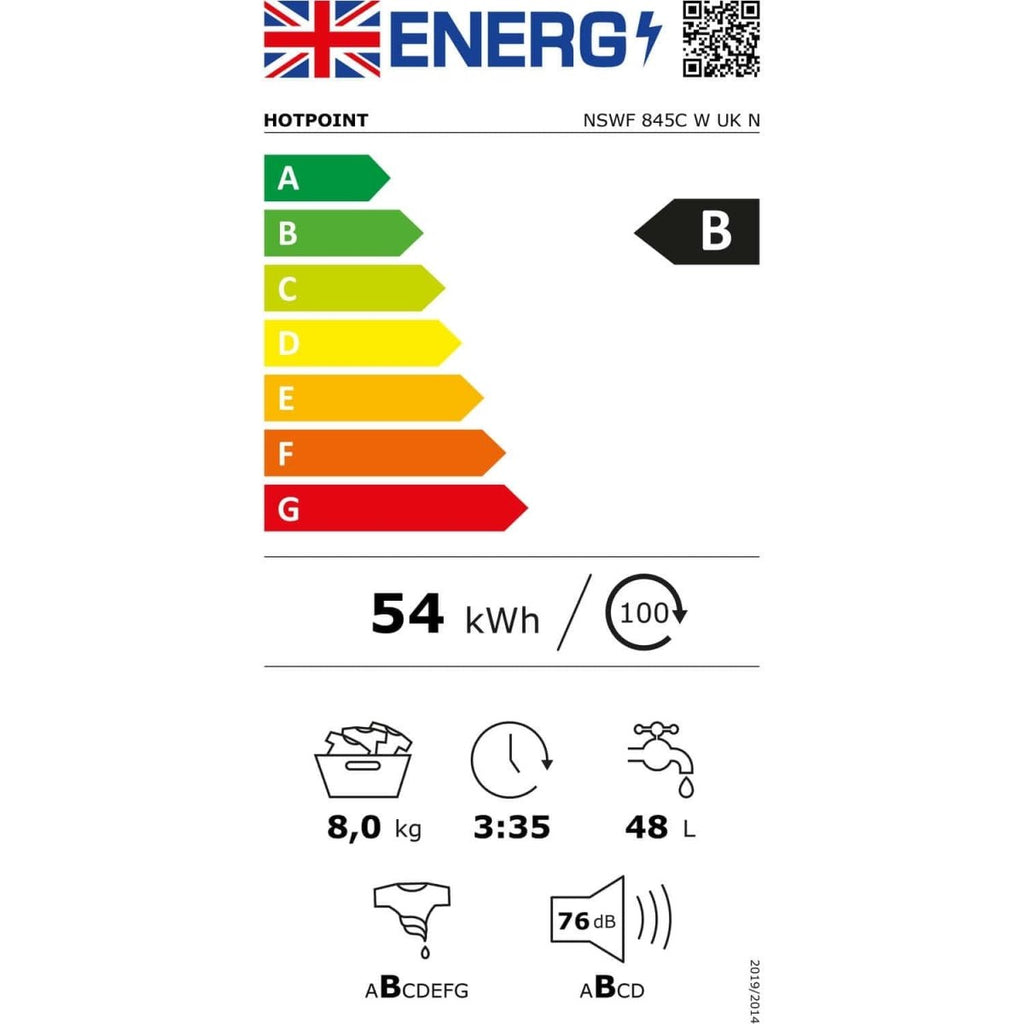 Hotpoint NSWF845CWUKN 8kg 1400rpm Freestanding Washing Machine - White