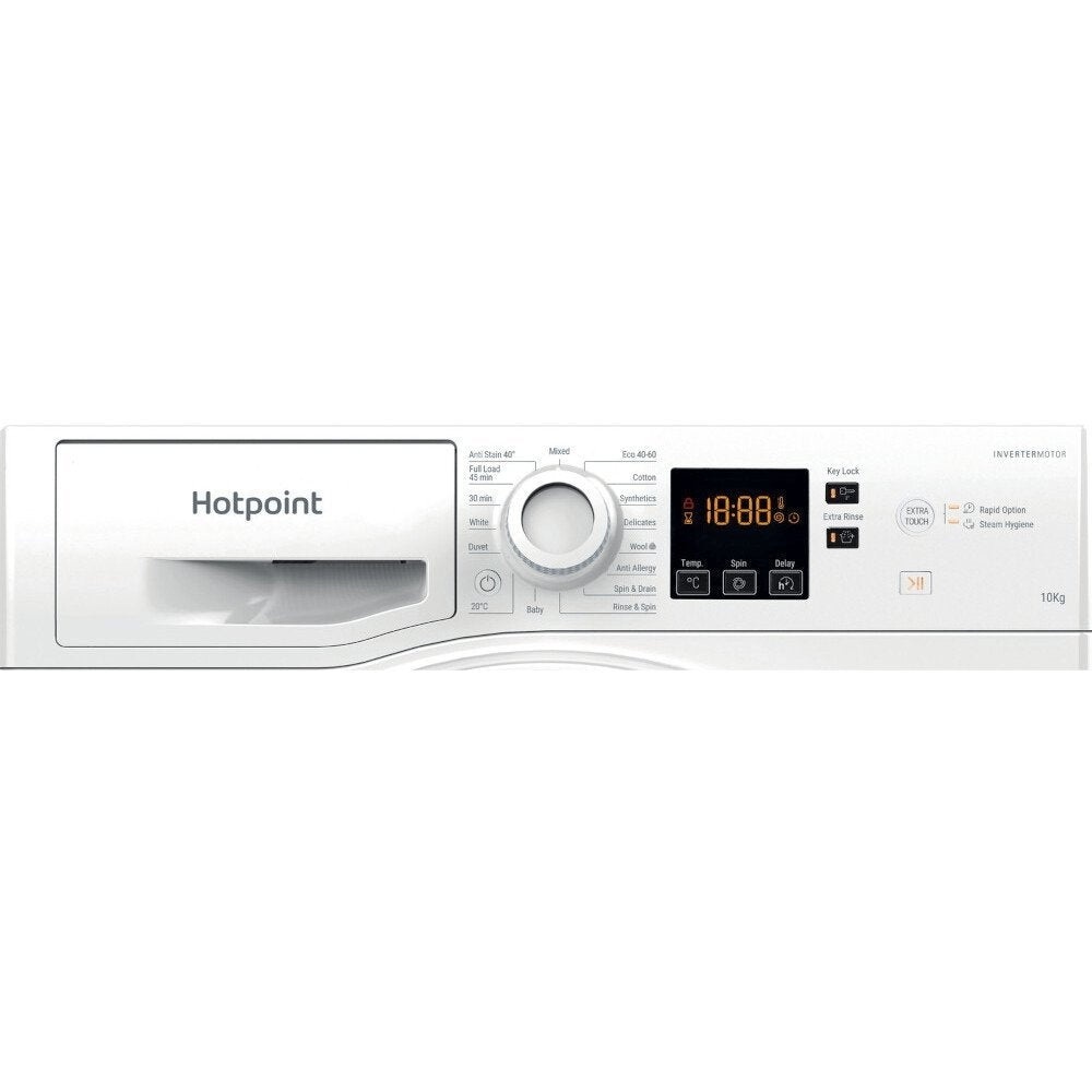 Hotpoint NSWM1045CWUKN 10Kg Washing Machine, 1400 rpm, 59.5cm Wide - White