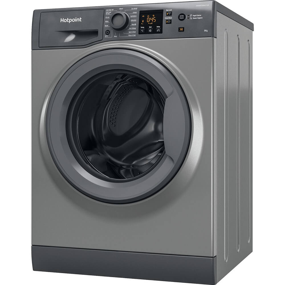 Hotpoint NSWM864CGGUKN 8kg 1600rpm Freestanding Washing Machine With SteamHygiene - Graphite