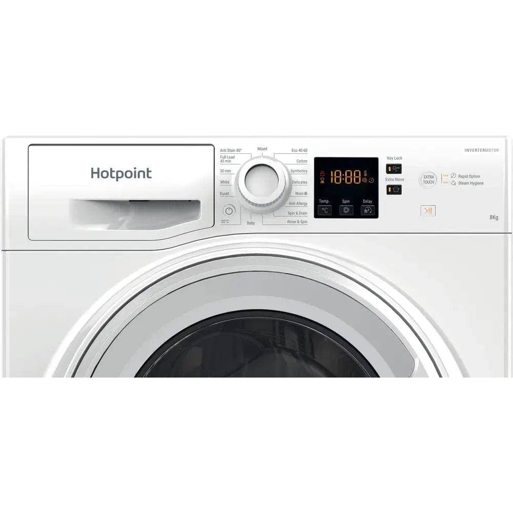 Hotpoint NSWM864CWUKN 8Kg Freestanding Washing Machine, 1600 rpm, 59.5cm Wide - White