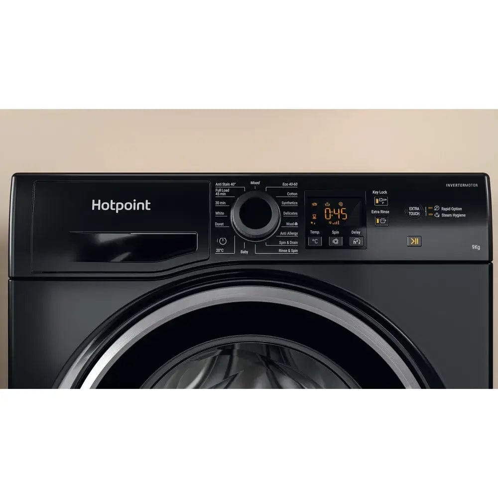 Hotpoint NSWM965CBSUKN 9Kg Freestanding Washing Machine with 1600 Rpm, 59.5cm Wide - Black