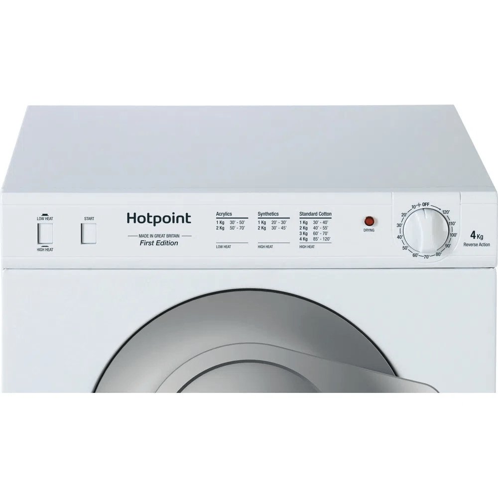 Hotpoint NV4D01P 4kg Freestanding Front Vented Tumble Dryer, 58 Litre, 49cm Wide - White
