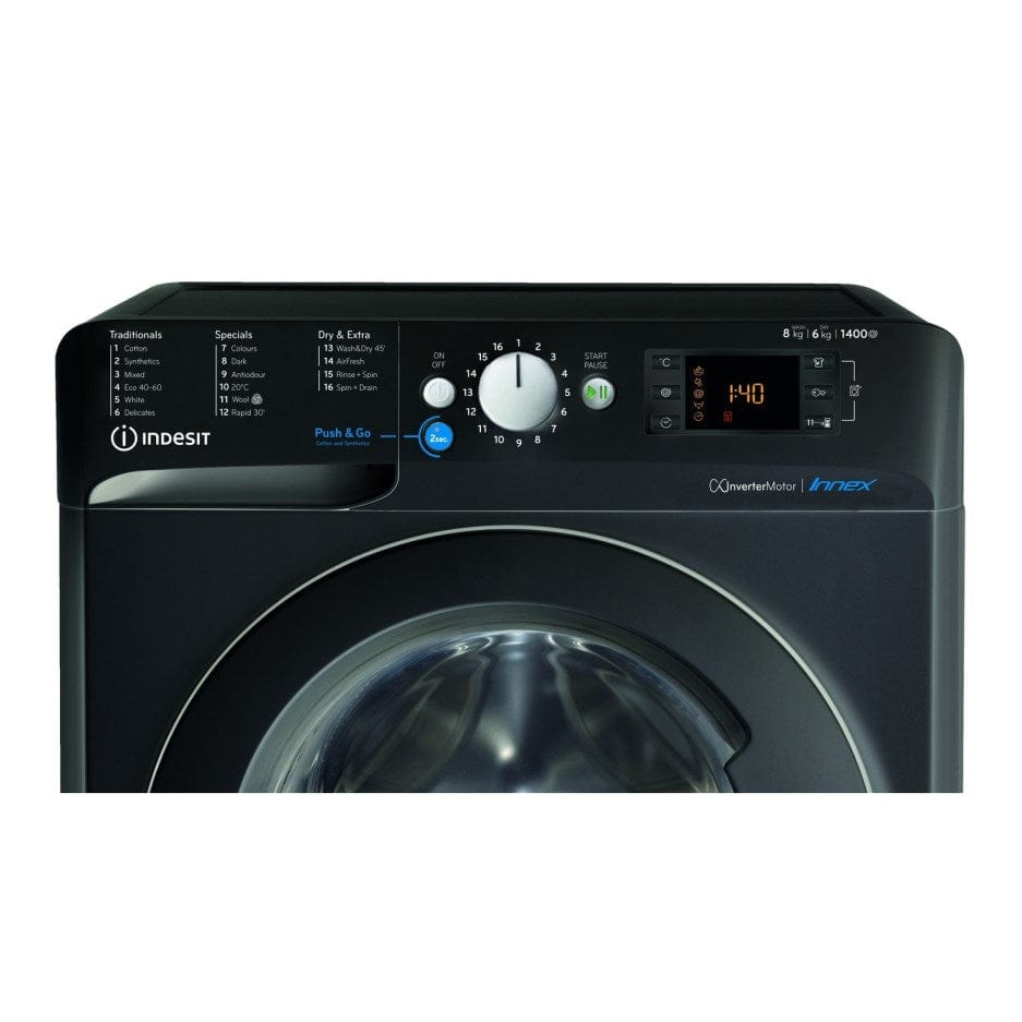 Indesit BDE861483XKUKN 8Kg - 6Kg Washer Dryer with 1400 rpm - Black