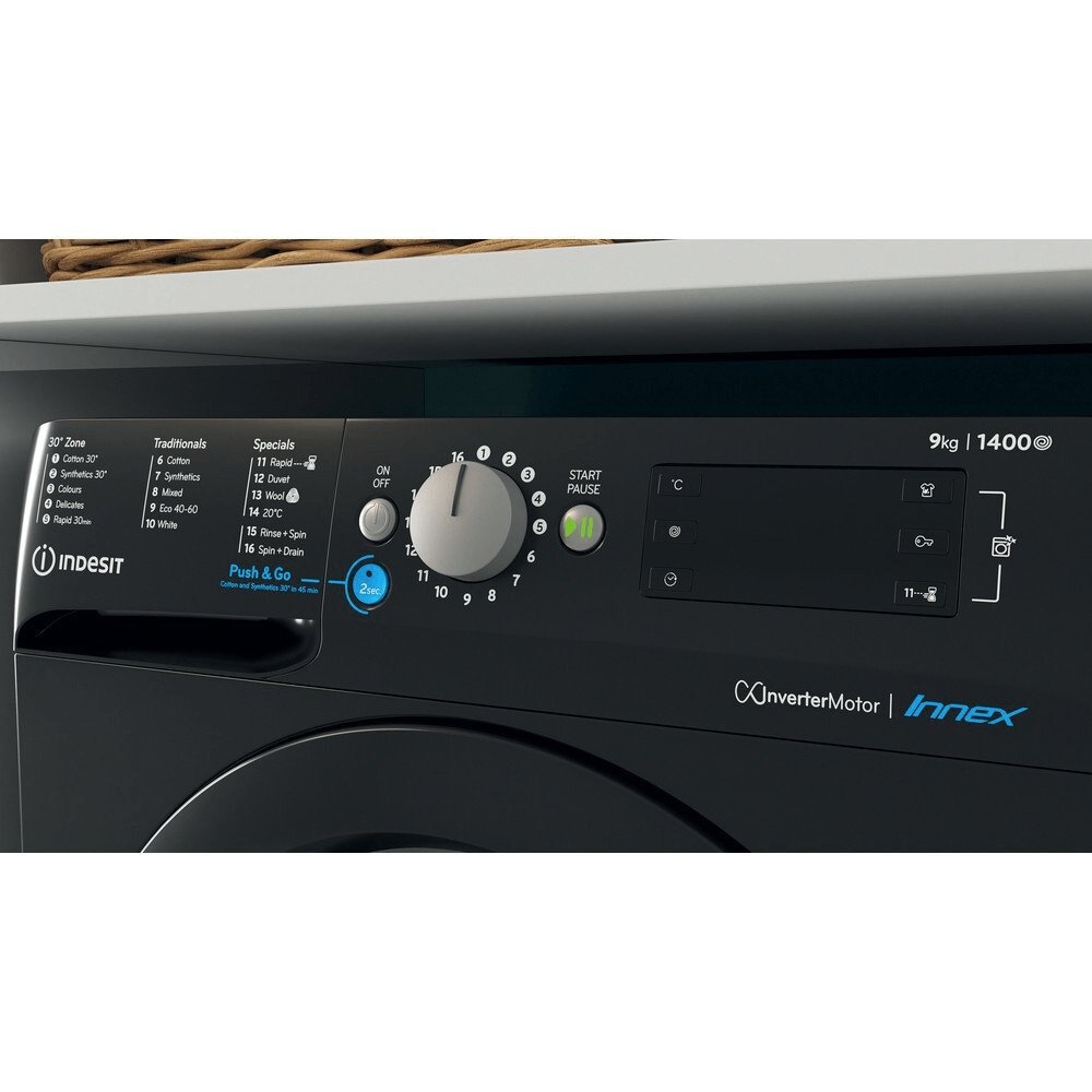 Indesit BWE91496XKUKN 9kg Washing Machine 1400 rpm, 59.5cm Wide - Black