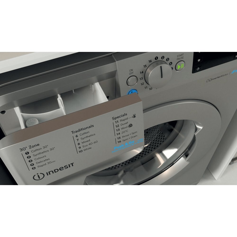 Indesit BWE91496XSUKN 9kg Washing Machine, 1400 rpm, 59.5cm Wide - Silver