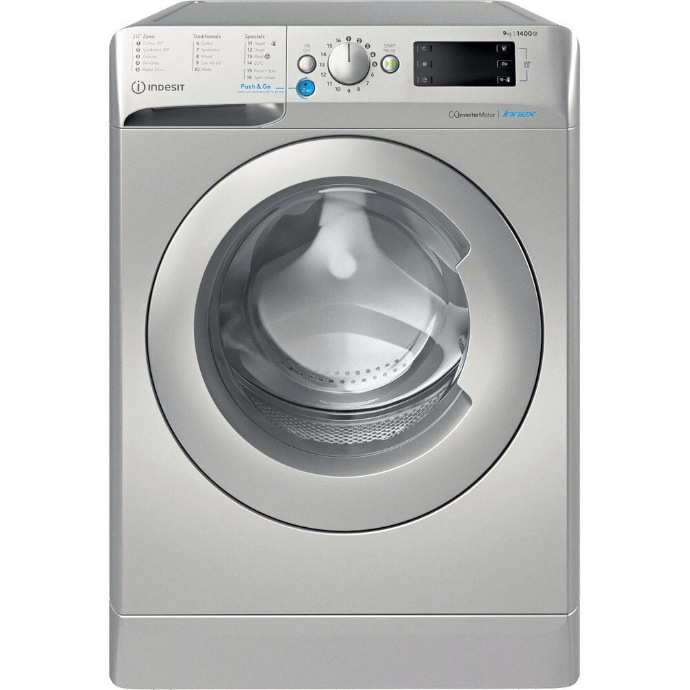 Indesit BWE91496XSUKN 9kg Washing Machine, 1400 rpm, 59.5cm Wide - Silver