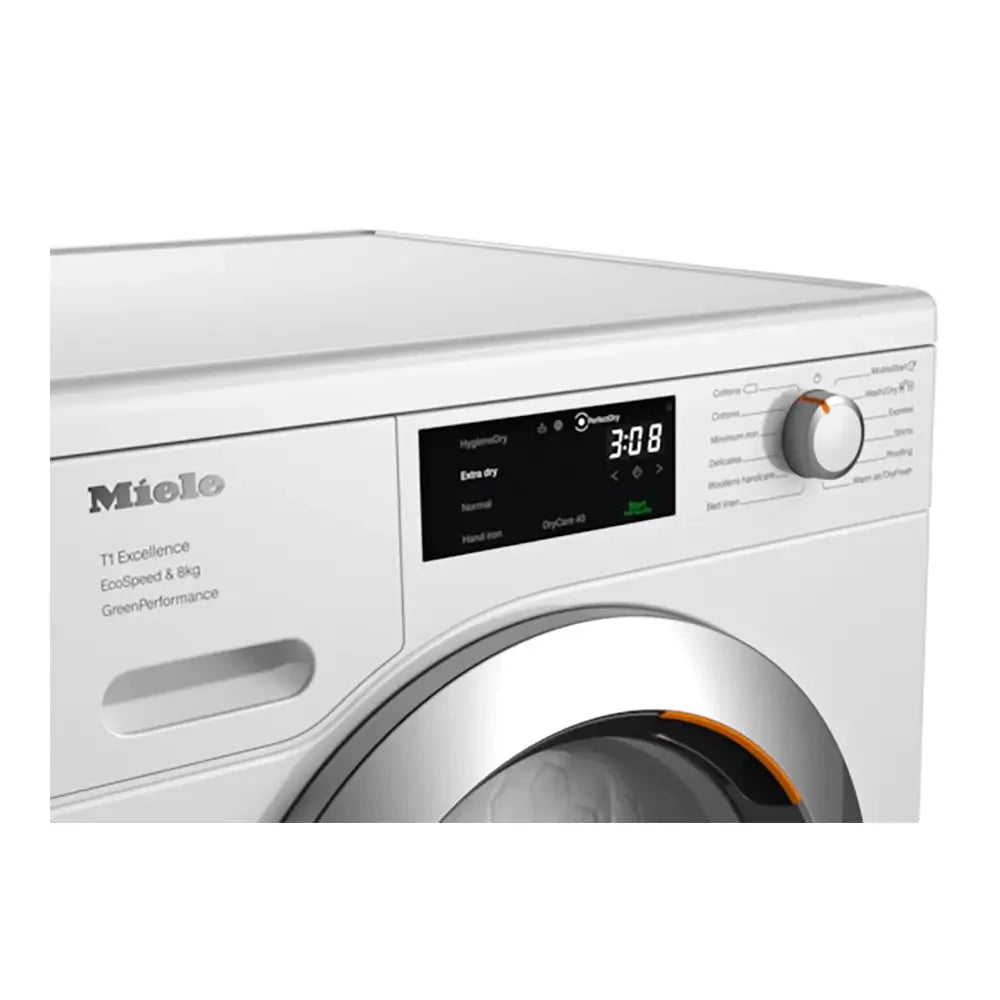 Miele TEF765WP 8kg T1 Freestanding Heat Pump Dryer with EcoSpeed, Lotus White