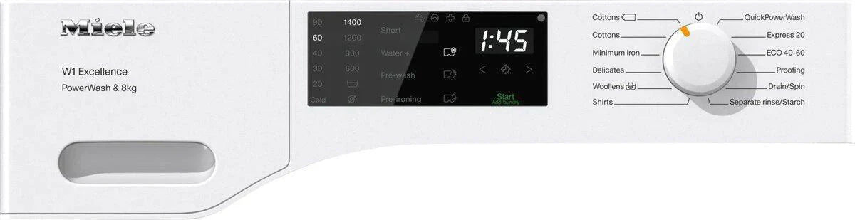 Miele WED325WCS Freestanding Washing Machine, 8kg Load, 1400rpm Spin, White
