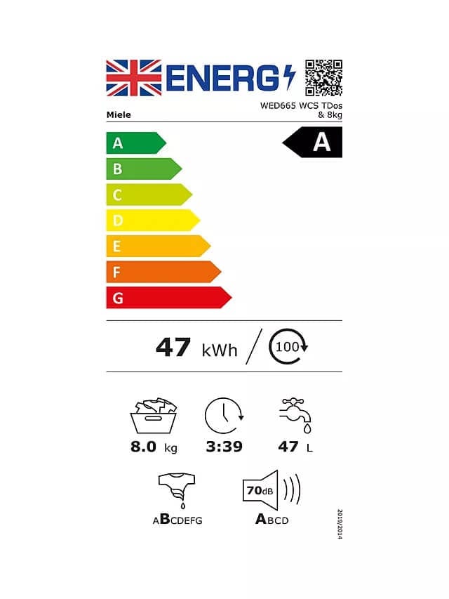 Miele WED665 Freestanding Washing Machine, 8kg Load, 1400rpm Spin, White