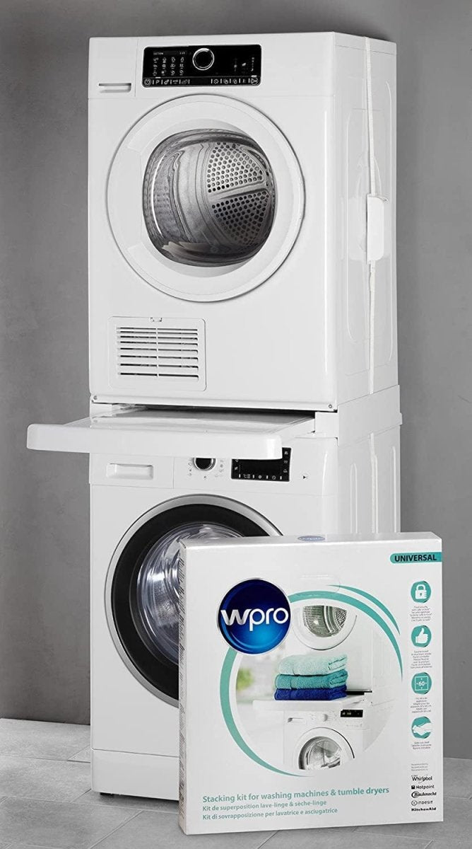 WPRO SKS101 Universal Stacking Kit For Washing Machine - Dryer 60cm With Sliding Shelf - White