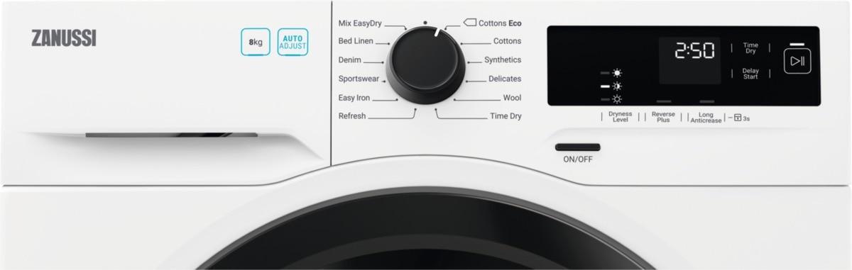 Zanussi ZDH87A2DG Heat Pump Tumble Dryer, 8kg, White, A++ Rated