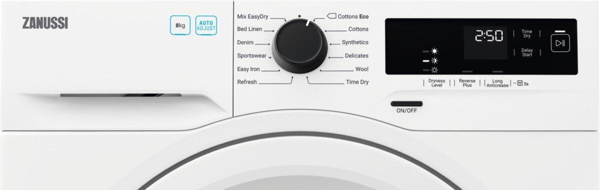 Zanussi ZDH87A2PW Heat Pump Tumble Dryer, 8kg, White, A++ Rated